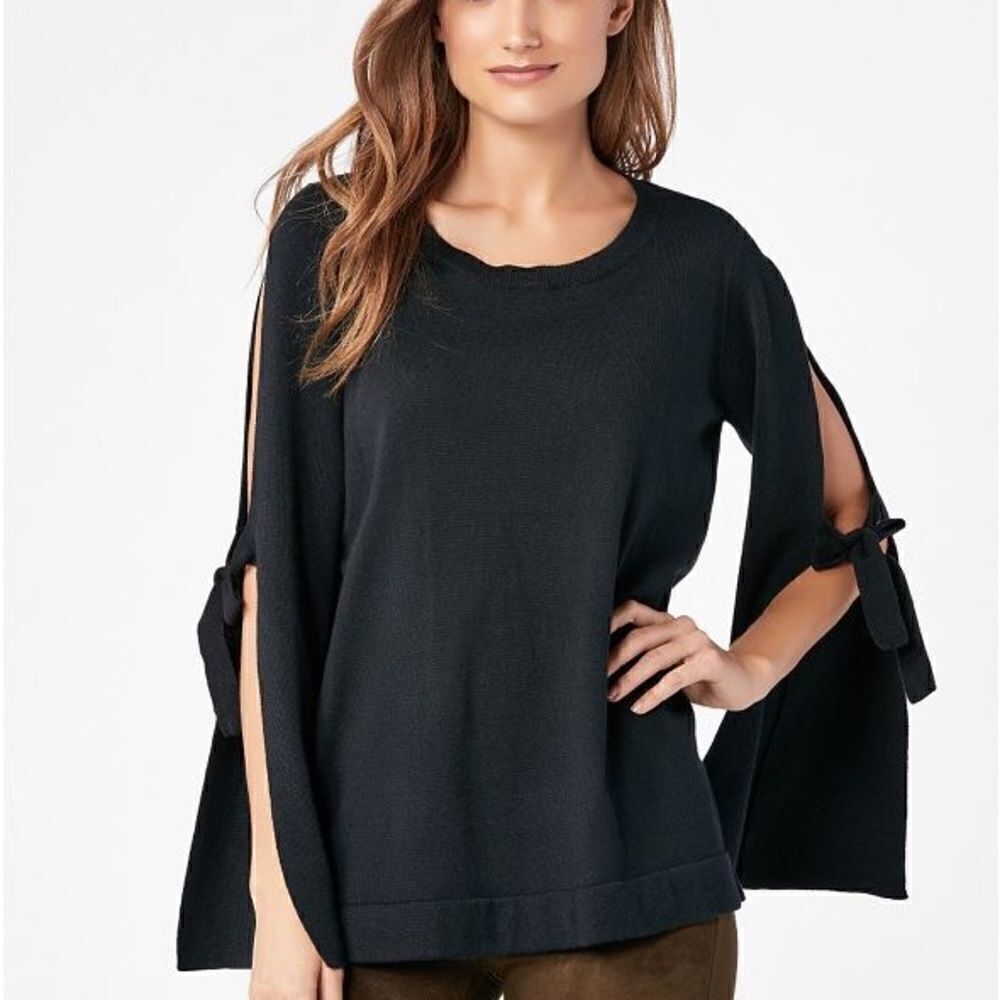 NWT Just Fab black open sleeve tie sweater size L - Picture 11 of 14
